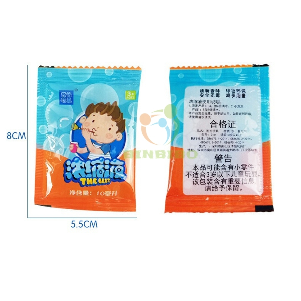 (Combo xà phòng10 gói) Nước thổi bong bóng, Nước pha bong bóng xà phòng cho đồ chơi cho bé gói 10 ml