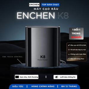 Máy Cạo Râu Nam Enchen K8 - Vỏ Hợp Kim Nhôm, 18 Lưỡi Dao Bén Chống Nước IPX7 Cạo Khô Ướt, Sạc Type C