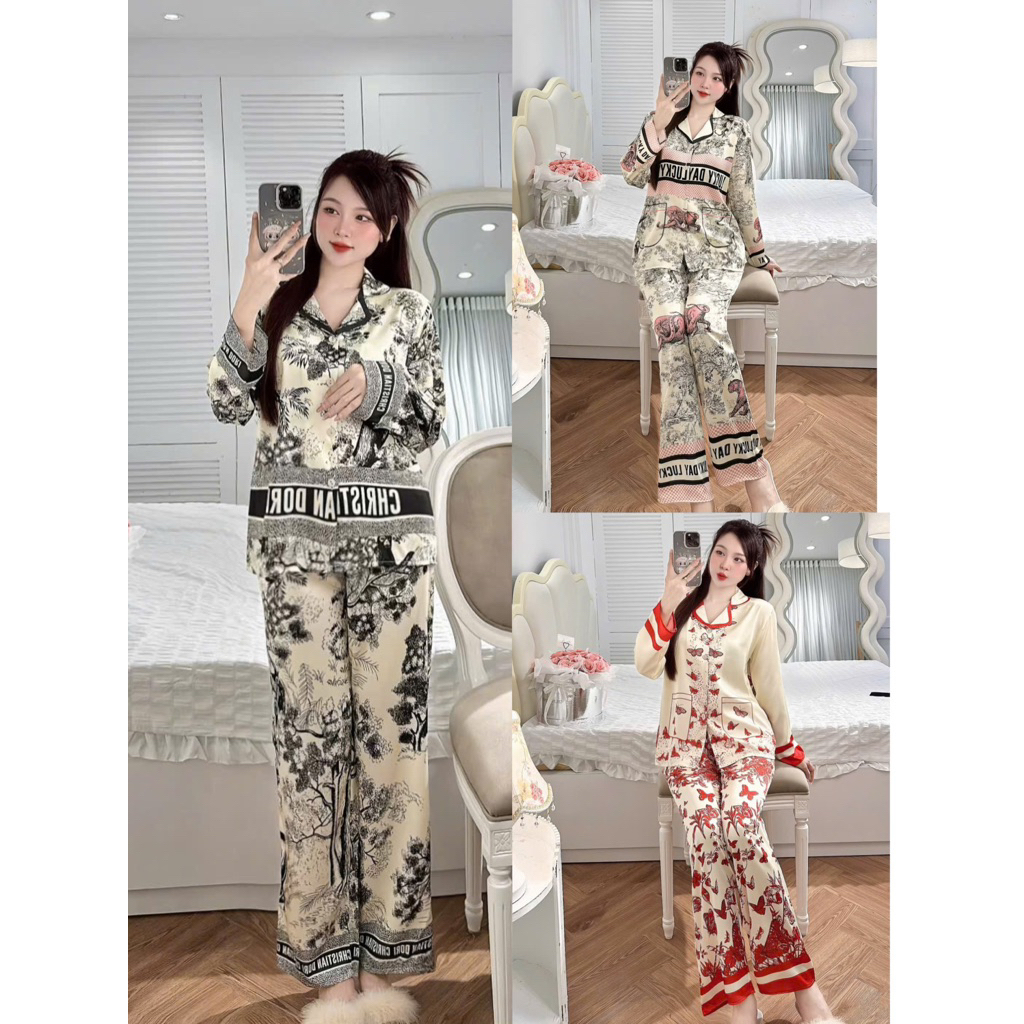 40-60kg Bộ pijama nữ lụa latin mịn sang xịn QC women