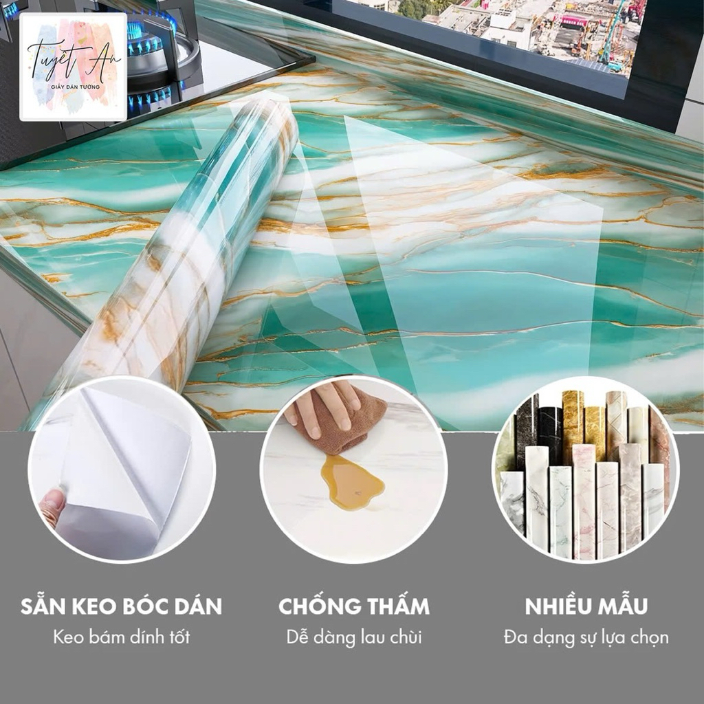 Giấy dán bếp tráng nhôm VÂN ĐÁ chống nước , chịu nhiệt. KT 3m *0,6m