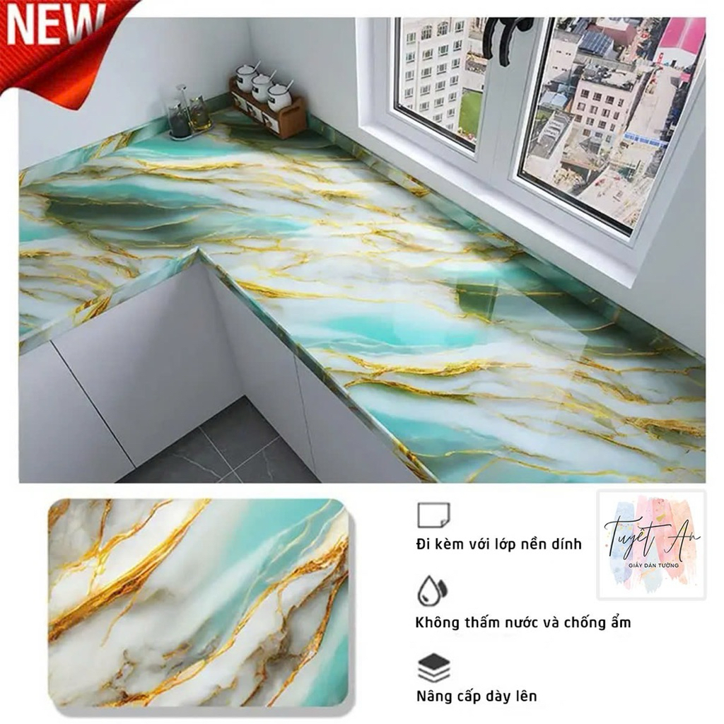 Giấy dán bếp tráng nhôm VÂN ĐÁ chống nước , chịu nhiệt. KT 3m *0,6m