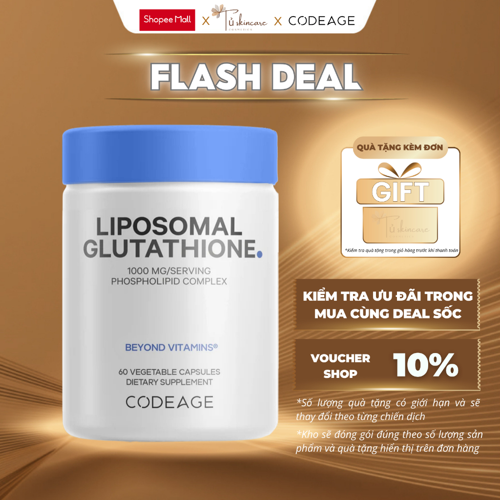Thực Phẩm Bảo Vệ Sức Khỏe Codeage Liposomal Glutathione 1000mg/Serving ...