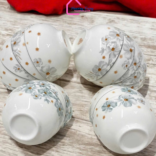 (Đền vỡ 100%) Bộ 10 Chén Sứ Ăn Cơm Họa Tiết Sang Trọng Đường Kính 11.5Cm, Bát Sứ Chén Sứ - Phương Trang