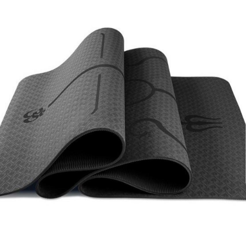 Thảm Yoga Có Kẻ Định Tuyến Dày 8mm 1 Lớp - Hỗ trợ tập luyện chuẩn dáng, Êm ái, Chống Trơn