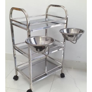Xe Đẩy Inox 3 Tầng Kèm 2 Bát Đựng Nước Sử Dụng Dễ Dàng Tiện Lợi