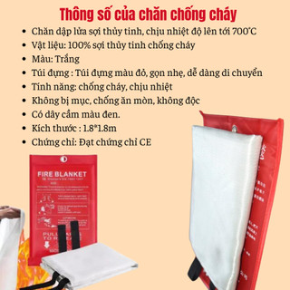 Chăn chống ch..á.y vải sợi thủy tinh chịu nhiệt cao - Dùng che chắn khẩn cấp bảo vệ cơ thể khỏi lửa.