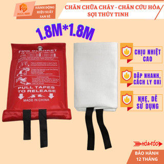 Chăn chống ch..á.y vải sợi thủy tinh chịu nhiệt cao - Dùng che chắn khẩn cấp bảo vệ cơ thể khỏi lửa.