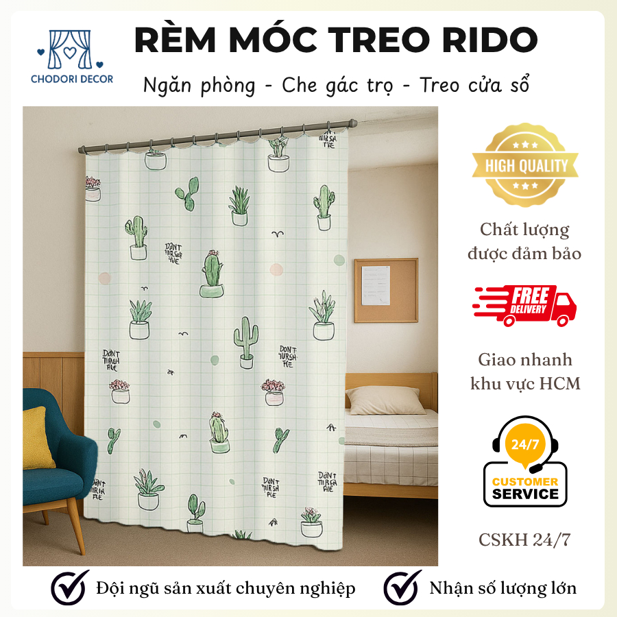 Rèm móc treo RIDO, rèm che gác trọ, rèm che cửa chính cản nắng chắn ...