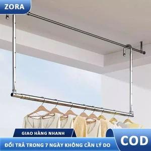 Giá phơi quần áo ban công có thể gấp lại, thanh phơi có thể điều chỉnh, tiết kiệm không gian