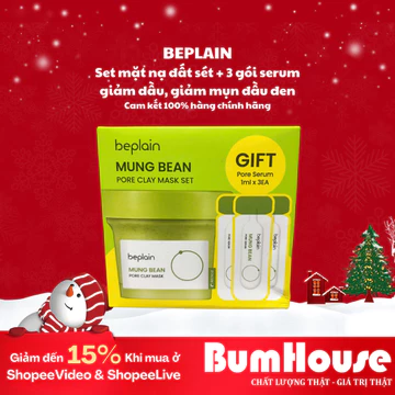Set Mặt nạ đất sét BEPLAIN X LeoJ từ đậu xanh 120ml Kèm 3 gói serum sample