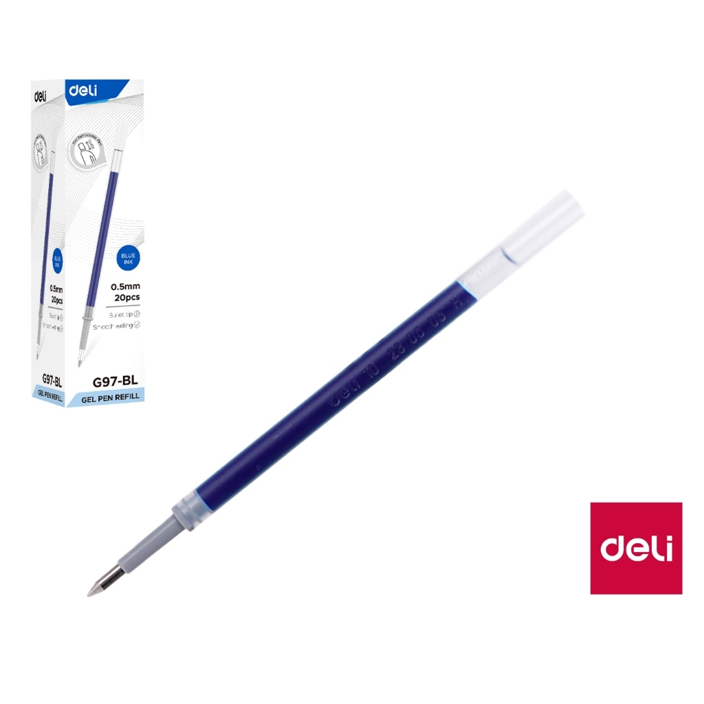 Ruột Bút Bi Nước Béo Deli G97-BK 0.5mm – Mực Xanh/Đen/Đỏ, Viết Êm Mượt, Thay Ruột Tiện Lợi