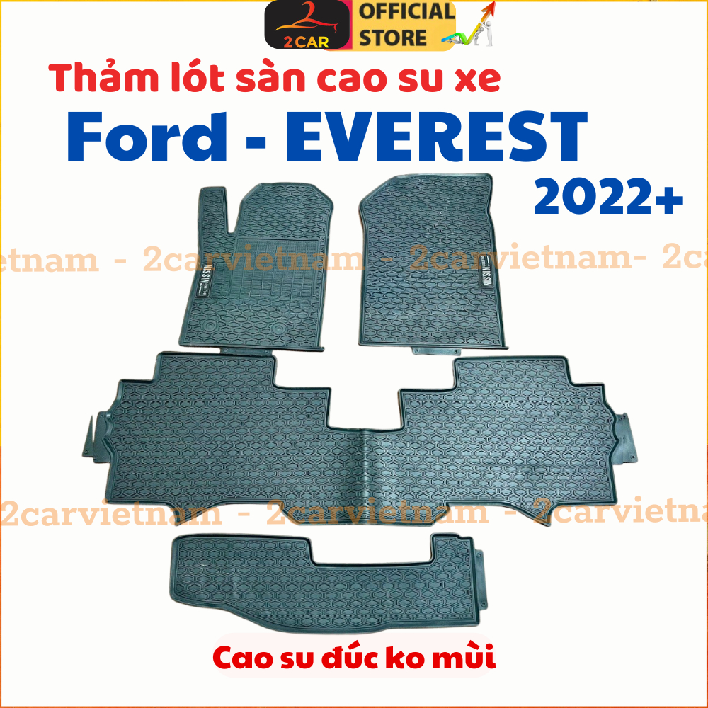 Thảm LÓT SÀN CAO SU xe Ford Everest 2022- 2023- 2024- 2025 mẫu chuẩn 3 hàng ghế không mùi, chống trơn trượt