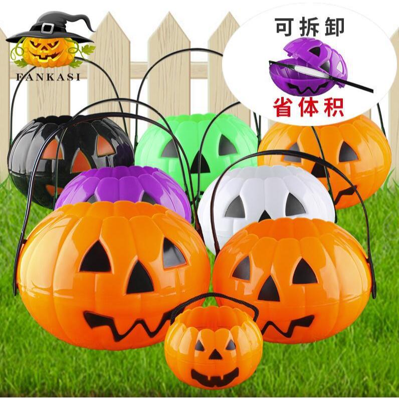 Giỏ bí ngô xin kẹo Halloween to - Đèn bí ngô-Bí ghép 2 mảnh