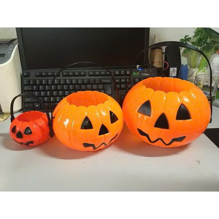 Đèn lồng bí ngô Halloween có đèn LED , giỏ bí ngô  có đèn có nhạc