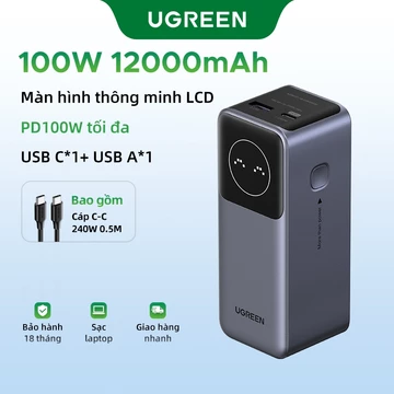 【Pin Sạc Dự Phòng Có Thể Đặt Hàng】Sạc dự phòng UGREEN Nexode 12000mAh 100W 2 cổng | Sạc nhanh 2 chiều | Màn hình hiển th