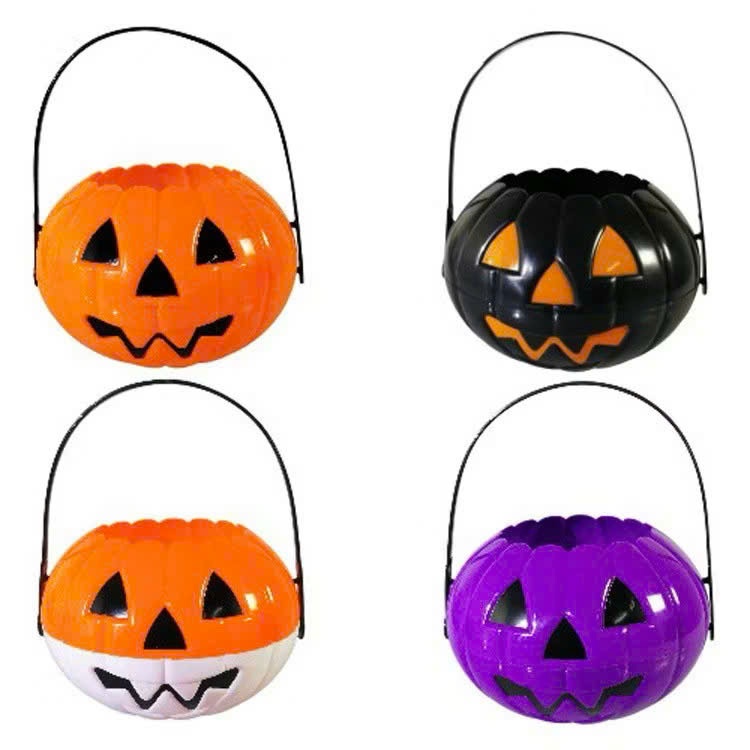 Giỏ bí ngô xin kẹo Halloween to - Đèn bí ngô-Bí ghép 2 mảnh