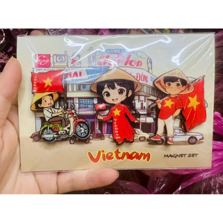 set 3 magnet chibi đáng yêu áo dài Việt