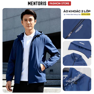 Áo Khoác Gió Nam Mentoris, Áo 2 Lớp Giữ Ấm Tốt, Mũ Tháo rời Form Thể Thao thoải mái MAG01