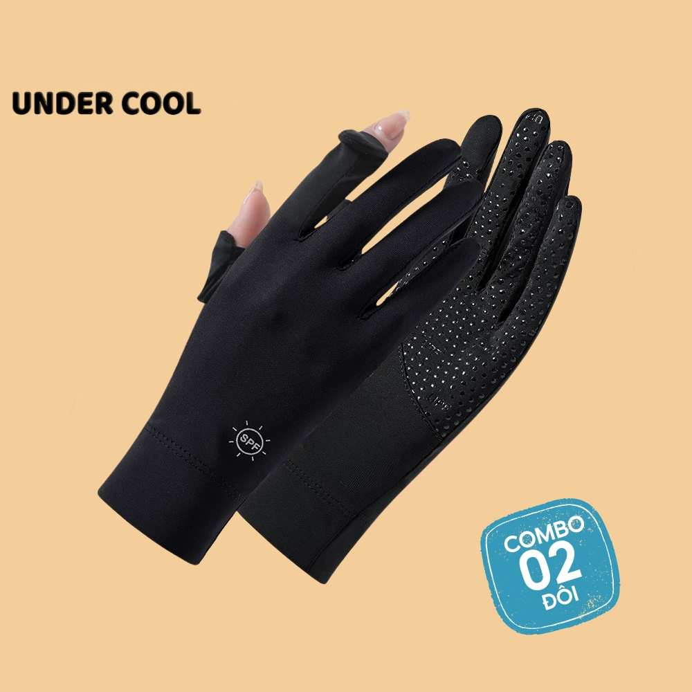 COMBO 2 Găng Tay Ngắn Chống Nắng UNDERCOOL Hở Ngón Chống Trượt Chống Tia UV Nhiều Màu GT01