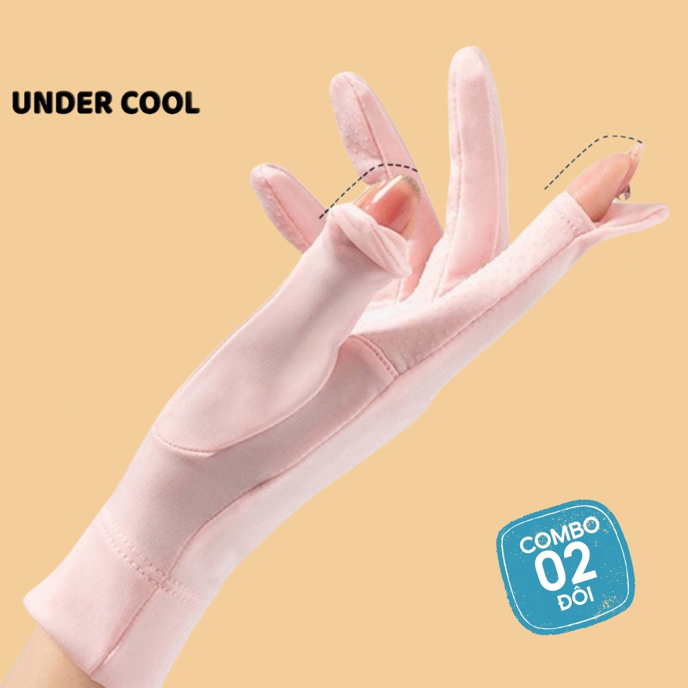 COMBO 2 Găng Tay Ngắn Chống Nắng UNDERCOOL Hở Ngón Chống Trượt Chống Tia UV Nhiều Màu GT01
