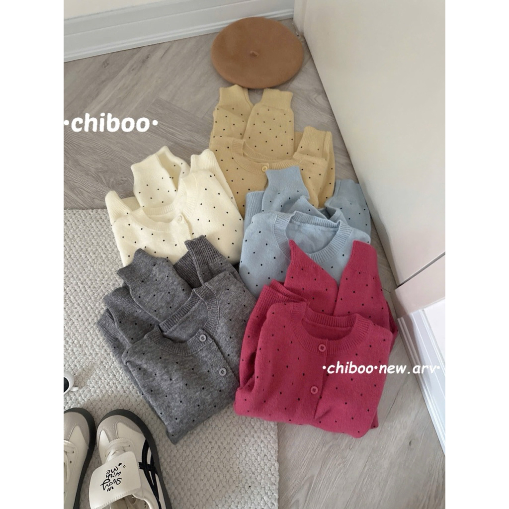 [𝐒𝐮𝐙𝐲] Áo Len Cadigan Chấm Bi QCCC Loại 1 (50-57kg 1m57 trở lên)