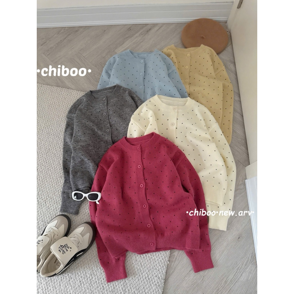 [𝐒𝐮𝐙𝐲] Áo Len Cadigan Chấm Bi QCCC Loại 1 (50-57kg 1m57 trở lên)