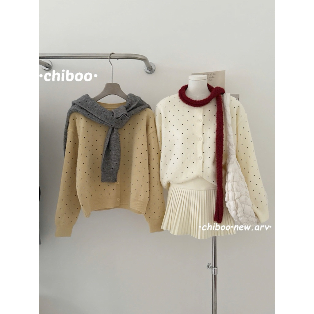 [𝐒𝐮𝐙𝐲] Áo Len Cadigan Chấm Bi QCCC Loại 1 (50-57kg 1m57 trở lên)