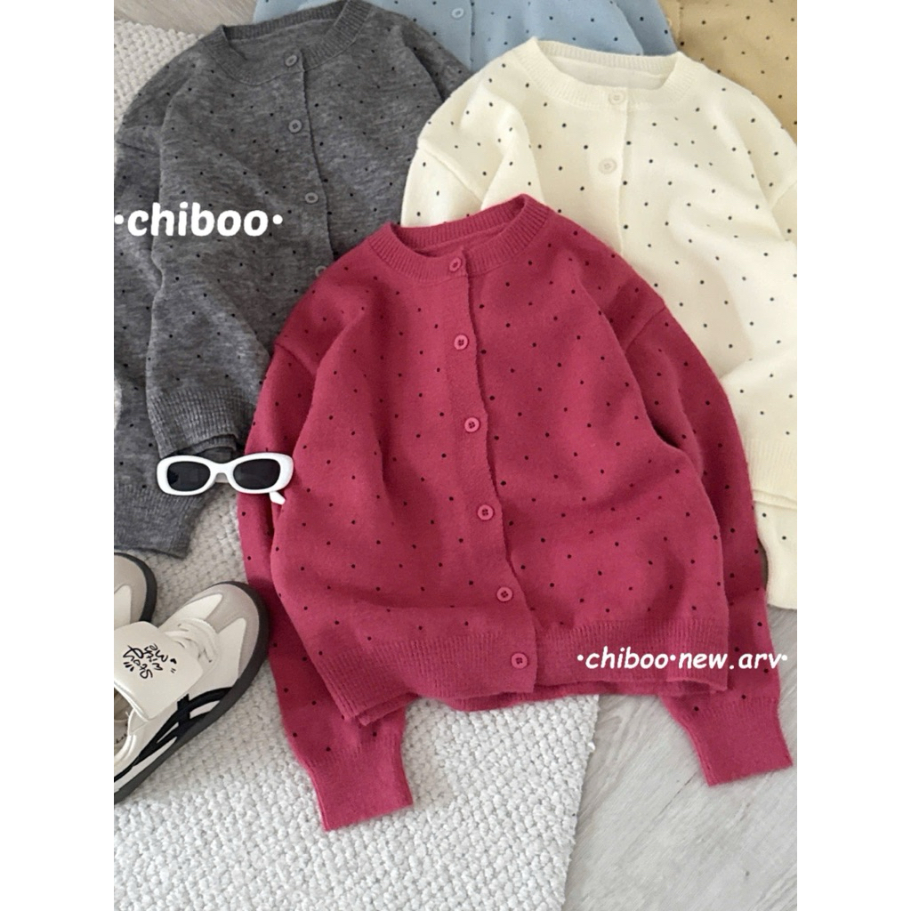 [𝐒𝐮𝐙𝐲] Áo Len Cadigan Chấm Bi QCCC Loại 1 (50-57kg 1m57 trở lên)