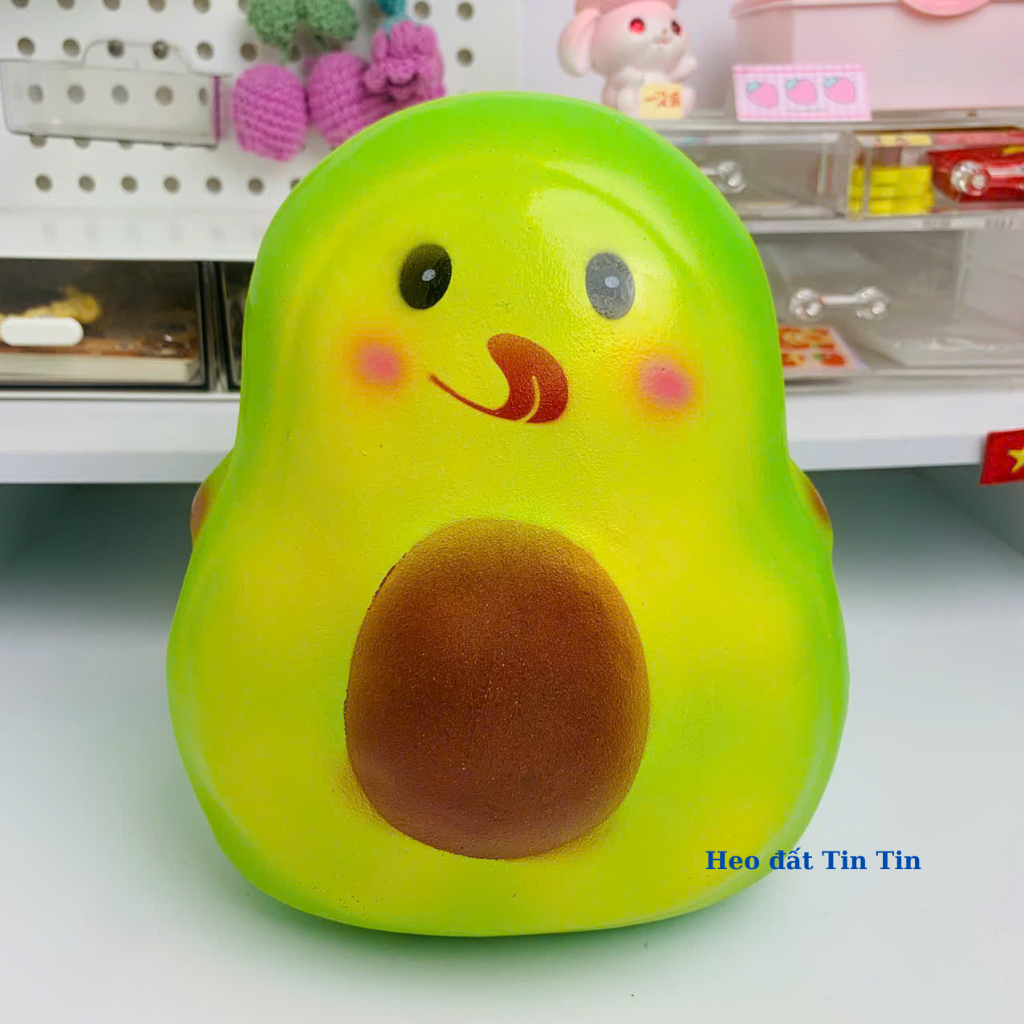 Heo đất tiết kiệm lỗ tròn hình trái bơ cao 20cm cute-ống tiết kiệm lợn đất trang trí quà tặng