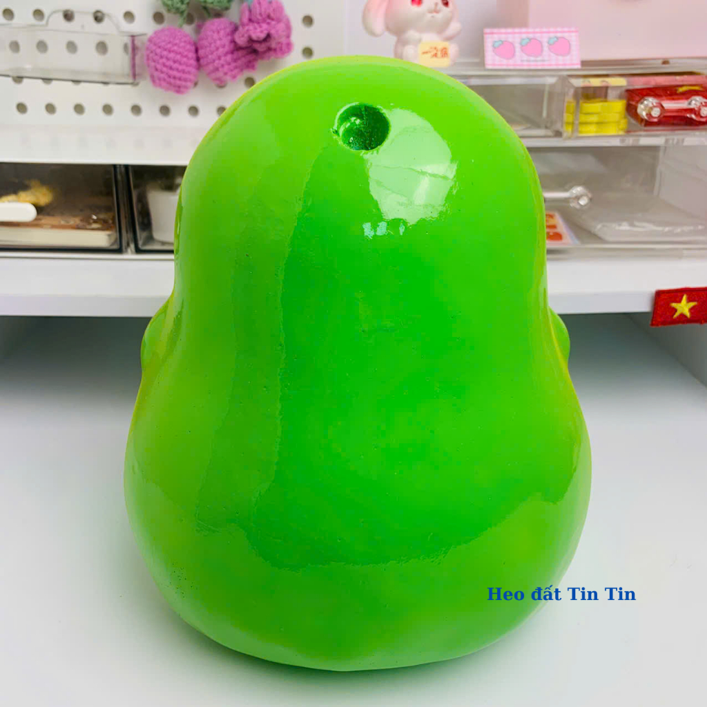 Heo đất tiết kiệm lỗ tròn hình trái bơ cao 20cm cute-ống tiết kiệm lợn đất trang trí quà tặng