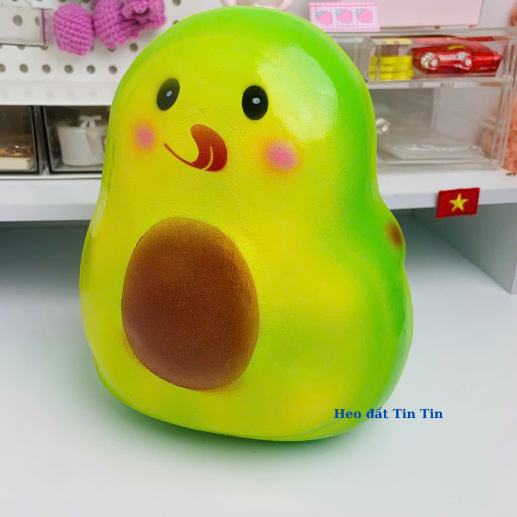 Heo đất tiết kiệm lỗ tròn hình trái bơ cao 20cm cute-ống tiết kiệm lợn đất trang trí quà tặng