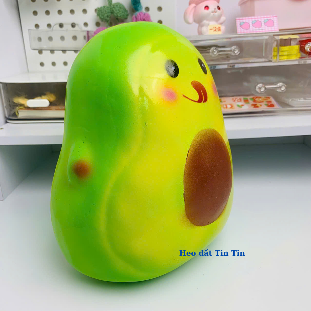 Heo đất tiết kiệm lỗ tròn hình trái bơ cao 20cm cute-ống tiết kiệm lợn đất trang trí quà tặng