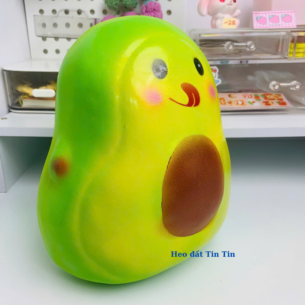 Heo đất tiết kiệm lỗ tròn hình trái bơ cao 20cm cute-ống tiết kiệm lợn đất trang trí quà tặng