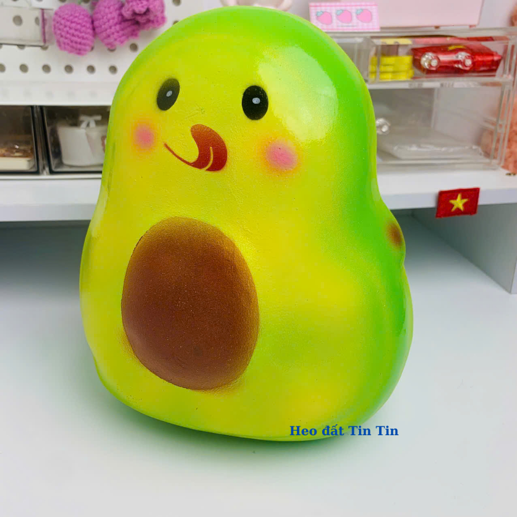 Heo đất tiết kiệm lỗ tròn hình trái bơ cao 20cm cute-ống tiết kiệm lợn đất trang trí quà tặng