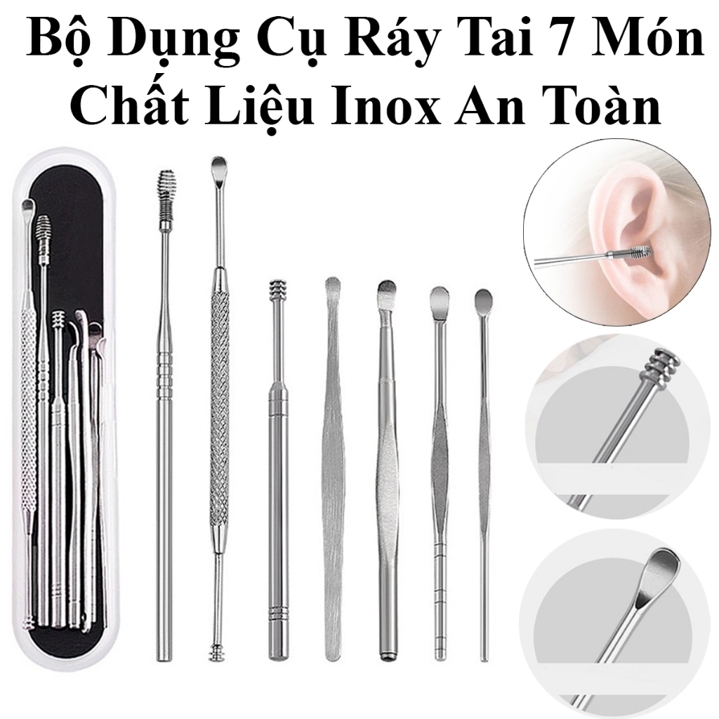 Bộ Dụng Cụ Ráy Tai 7 Món Bằng Chất Liệu Inox An Toàn