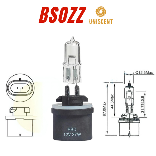 Bóng Đèn Gầm Halogen 880/ Đèn Phá Sương/Bóng Đèn Gầm 880 12V-27W (H27W/1)PG13 BSOZZ Made In Thailand