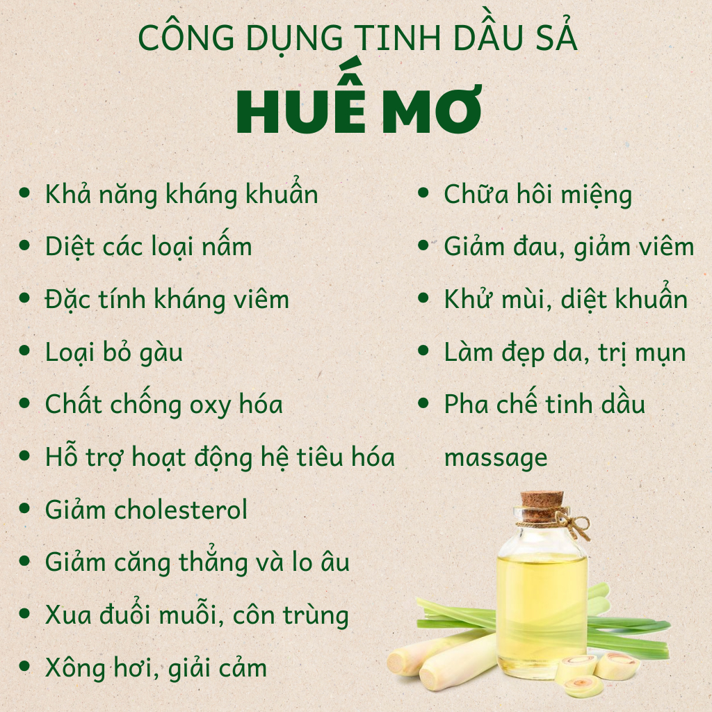 (QUÀ TẶNG) Tinh Dầu Sả Chanh HUẾ MƠ - 70ml