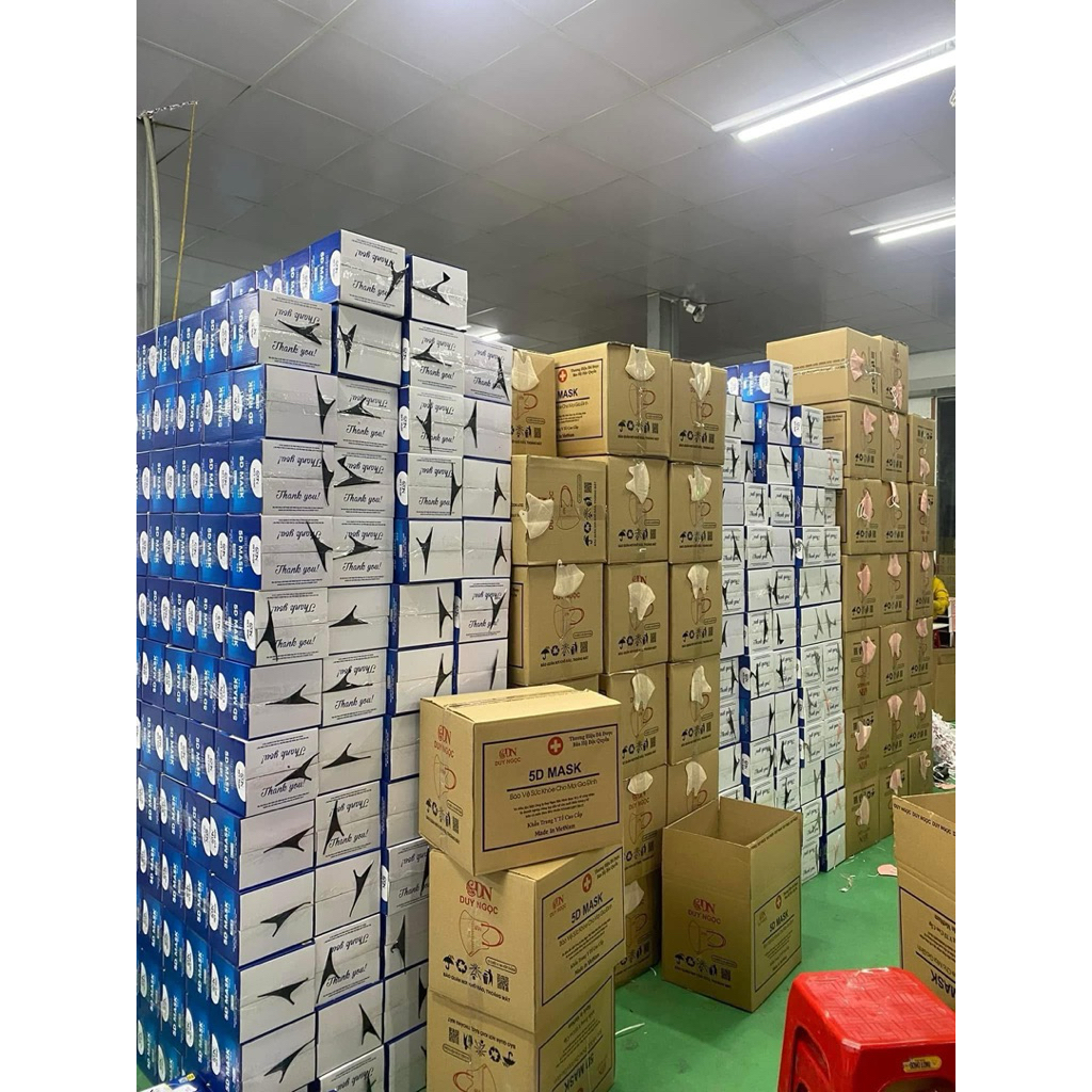 Khẩu Trang [ Thùng 100 Cái ] 5D DUY NGỌC Kháng Giọt , Bụi , Tia UV 3 Lớp Hàng Chính Hãng