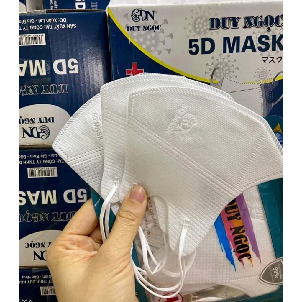 Khẩu Trang [ Thùng 100 Cái ] 5D DUY NGỌC Kháng Giọt , Bụi , Tia UV 3 Lớp Hàng Chính Hãng