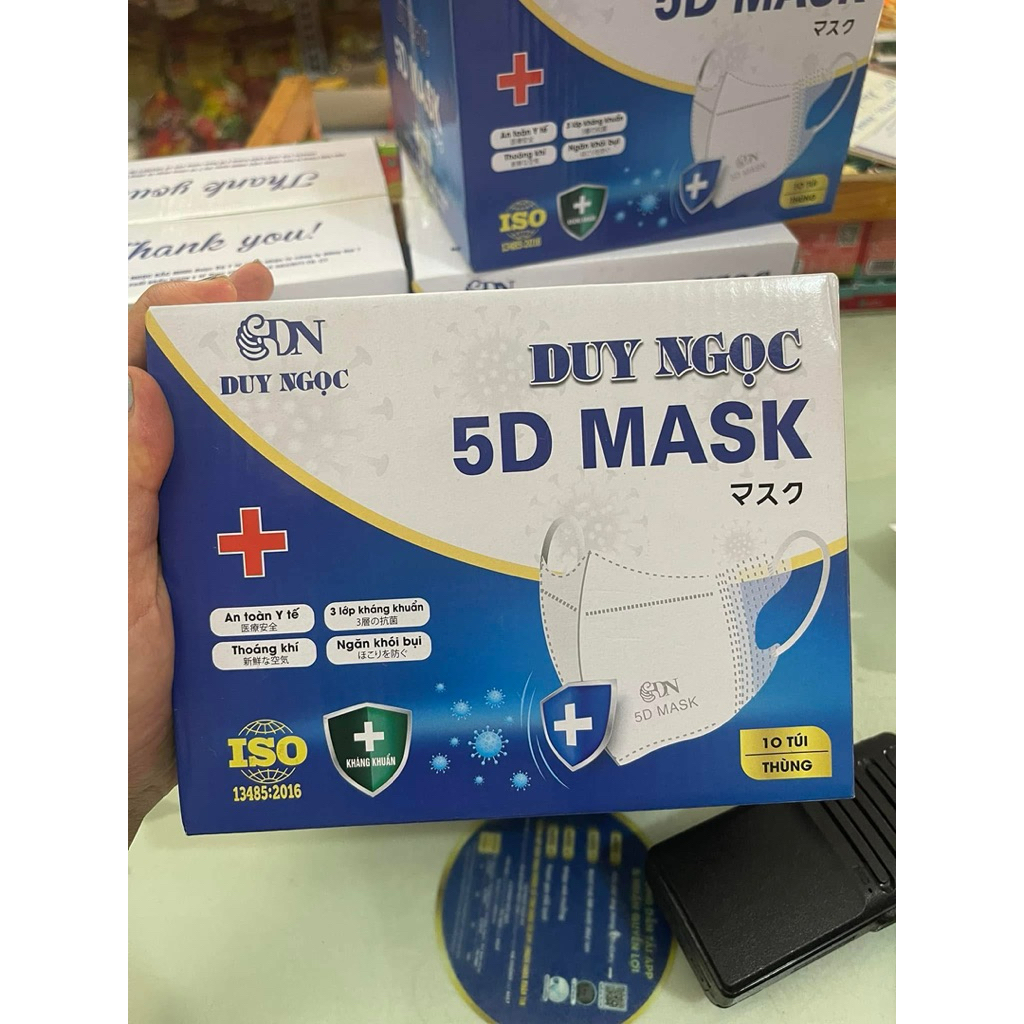 Khẩu Trang [ Thùng 100 Cái ] 5D DUY NGỌC Kháng Giọt , Bụi , Tia UV 3 Lớp Hàng Chính Hãng