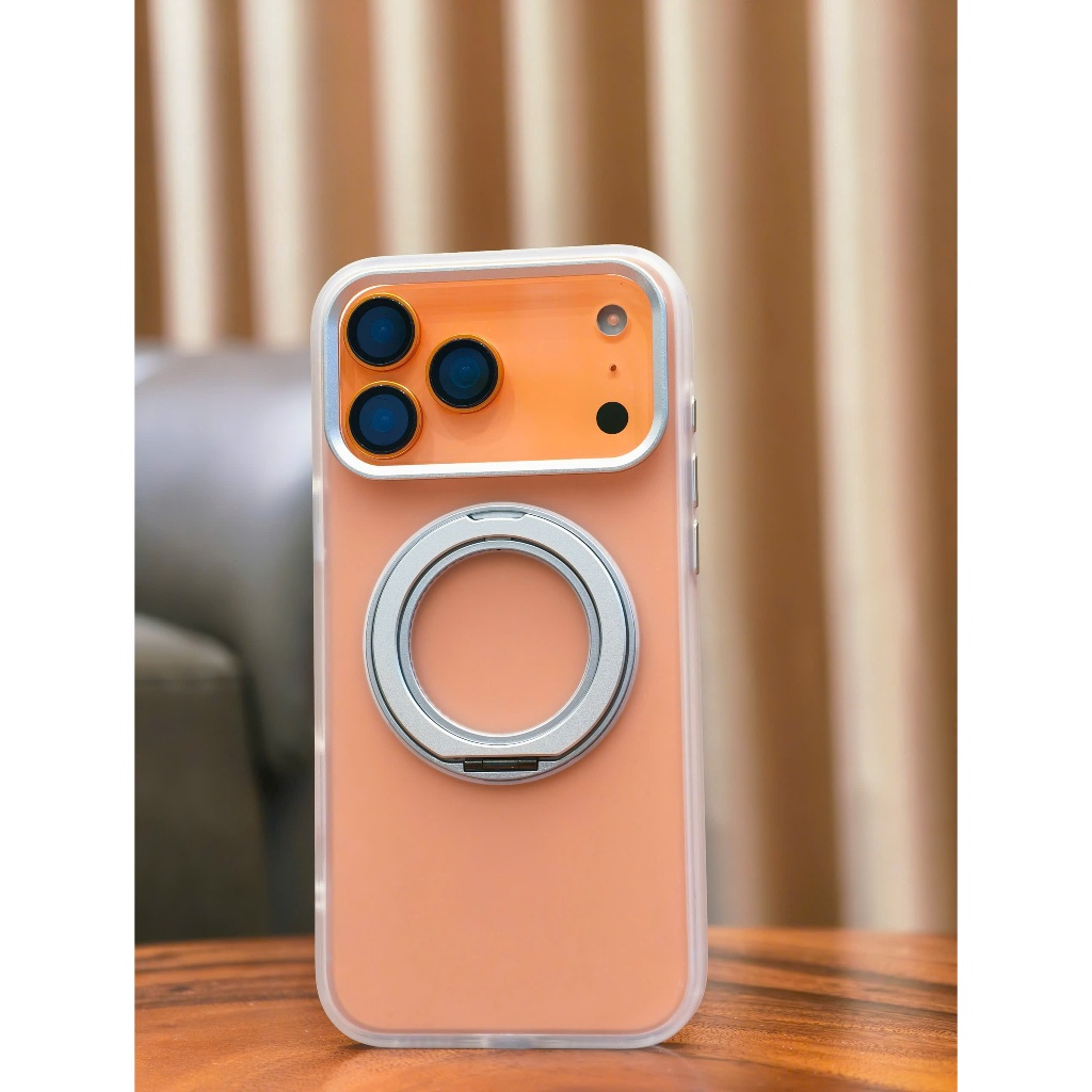 Ốp Mutural Armor lưng nhám - Vòng sạc không dây kèm giá đỡ xoay 360 độ cho IPhone 17Promax 17Pro