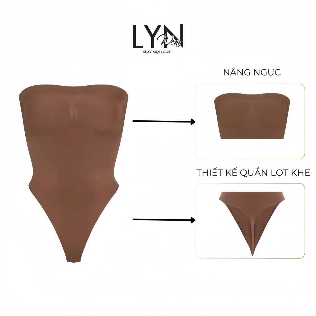 | LYN WEAR | Bodysuit Nữ Dây Đeo Tháo Rời Ôm Dáng Tôn Eo Không Đường May, Nâng Form Mượt Mịn