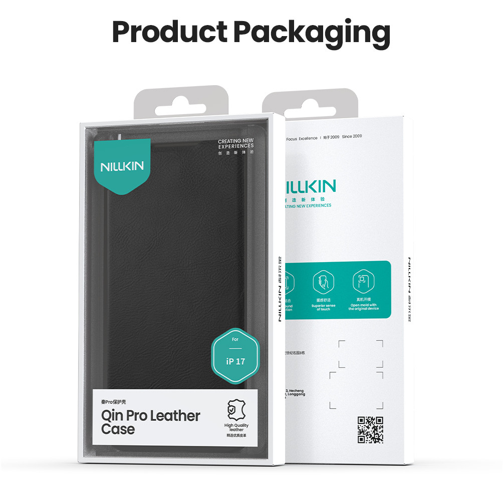 Bao da NILLKIN QIN PRO cho IPhone15/16/17Pro 17Promax thanh trượt bảo vệ camera có khay đựng thẻ