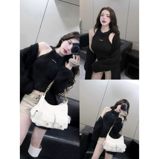 •𝙆𝙞𝙣𝙜𝙨𝙝𝙤𝙥𝙗𝙚𝙖𝙪𝙩𝙮•Áo Len Lông Cổ Yếm Kèm Cadigan QC