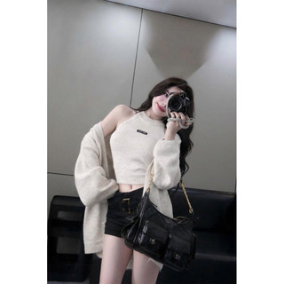 •𝙆𝙞𝙣𝙜𝙨𝙝𝙤𝙥𝙗𝙚𝙖𝙪𝙩𝙮•Áo Len Lông Cổ Yếm Kèm Cadigan QC