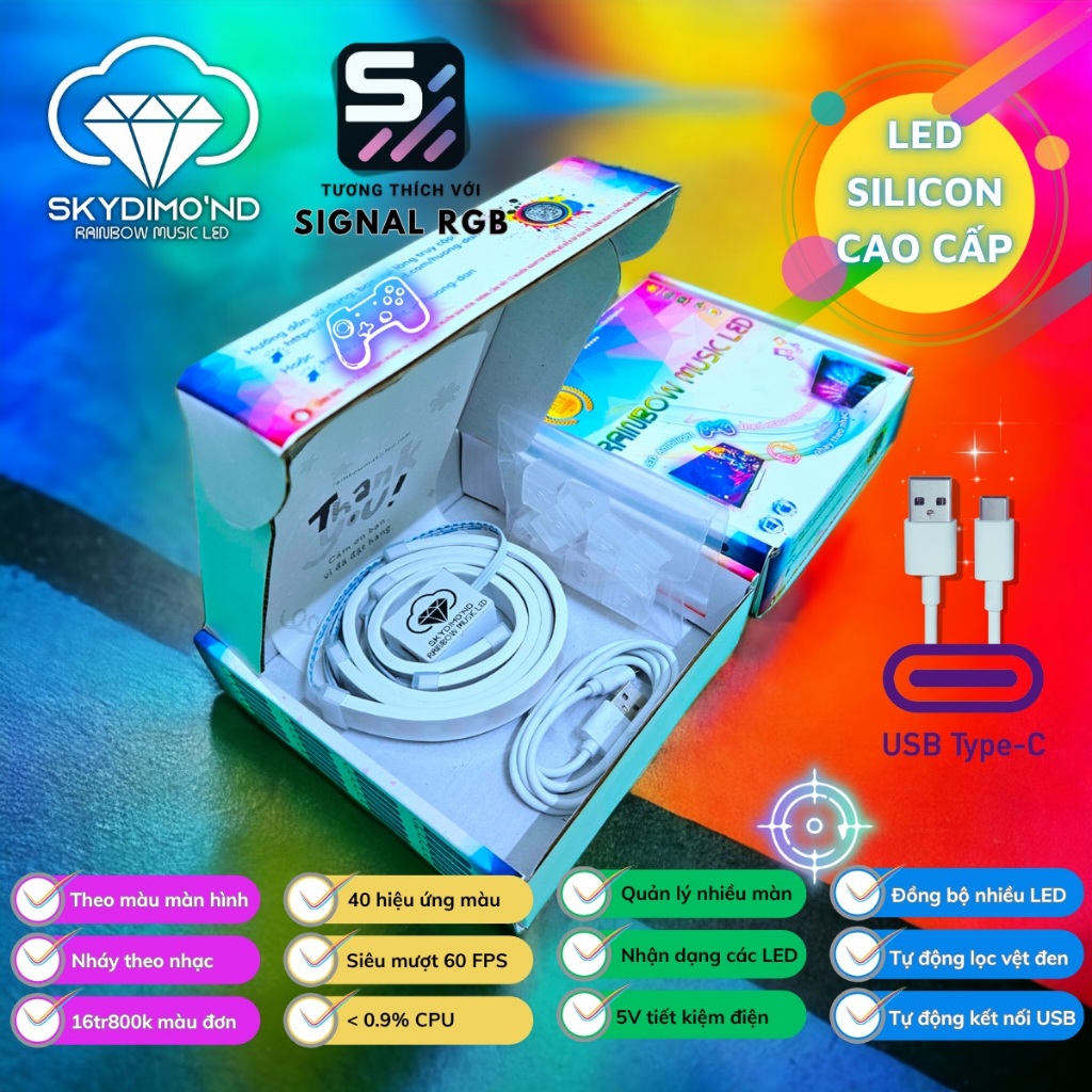 Đèn Led Màn Hình Ambilight Skydimo 'nd RAINBOW MUSIC LED | USB | tương thích với SignalRGB | 60 FPS | BigBuy360 - bigbuy360.vn