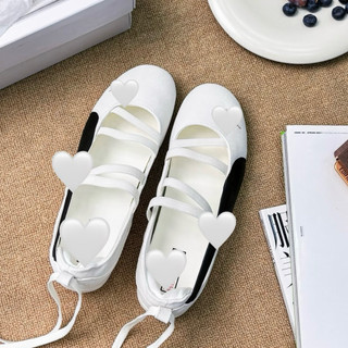 Giày búp bê thời trang bigsize nữ sục lười buộc dây tiểu thư màu trắng kem Pu êm nhẹ,sneaker giày lười đế bệt thấp