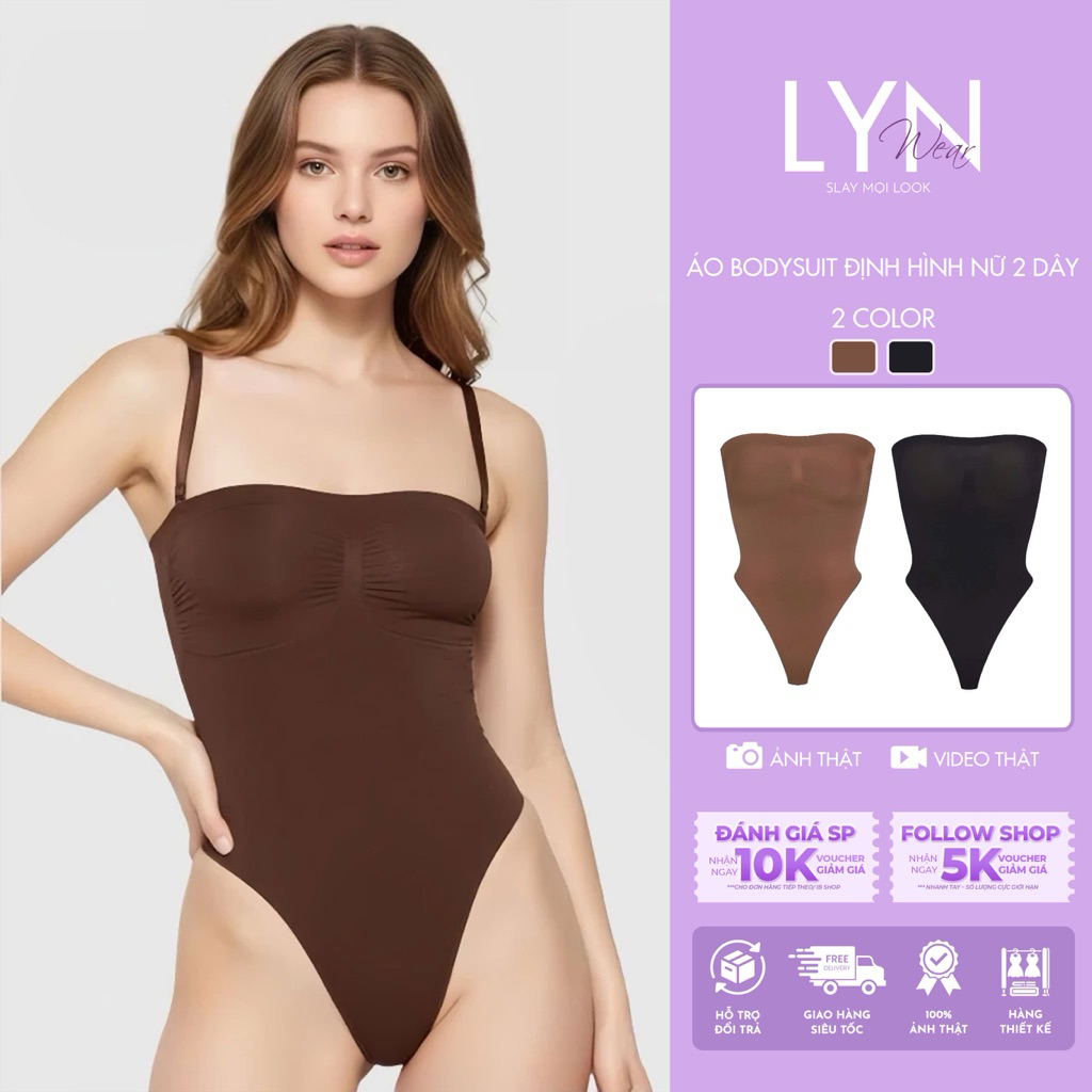 | LYN WEAR | Bodysuit Nữ Dây Đeo Tháo Rời Ôm Dáng Tôn Eo Không Đường May, Nâng Form Mượt Mịn
