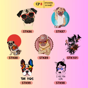 Bộ Hình In, Ủi Nhiệt Sticker Pug Ngộ Nghĩnh 02 - CP8 PET Sticker
