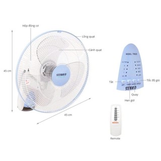Quạt treo điều khiển từ xa Senko TR1683 (màu ngẫu nhiên)